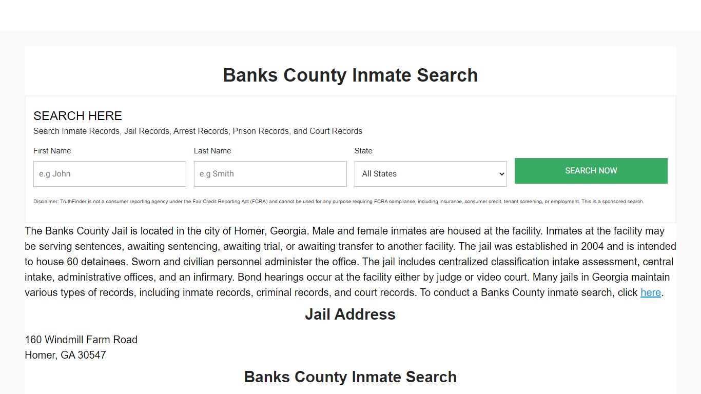 Banks County Inmate Search